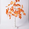 Birch tree decor light with orange maple leaves and a white square base for holiday - 60cm-White Tree Red Maple Leaves