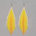 Handgefertigte Boho-Perlenohrringe mit weiß-gelb-orangefarbenem Farbverlauf Design - Orange-Gelber Farbverlauf (GZ-E210006C)