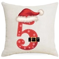 Christmas pillowcase featuring artistic number 5 with Santa hat and snowflake patterns - Number 5 / 45*45cm (Single-sided Print, Without Insert)