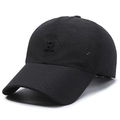 Casquette de baseball noire en mesh avec broderie lettre R et tissu respirant - Réglable / Noir