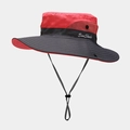 Detail of outdoor sun hat featuring breathable mesh panels and adjustable chin strap - M (56-58cm) / Watermelon red