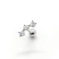 Clou de perçage en argent sterling 925 avec trois zircons clairs disposés en arc de cercle - Trio Incurvé #29