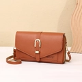 Sacoche pour téléphone en cuir PU marron avec lettrage Forever Young et bandoulière - Marron