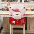 Knitted Christmas chair cover featuring a 3D Santa Claus and classic red and white pattern - Santa Claus