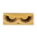 Macro detail of dense 3D faux mink eyelashes style #102 in transparent gold glitter box - #102