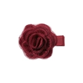 Handmade deep red embroidered rose hair clip with 3D floral petals and rib ribbon base - Burgundy