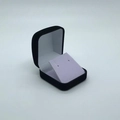 Elegant black velvet jewelry box with white insert for single earring and necklace storage - Black Exterior/White Interior/White Insert