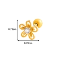 Golden flower stud earring with micro-set zircon and detailed dimensions 0.75x0.78cm - Single Flower Design Style (2620-5#) / Gold