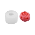 Detailed white silicone mold for creating realistic 3D pink rose flower candles and soaps - 50-1260 Rose / White