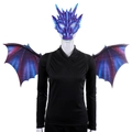 Purple dragon mask and wings set with scale textures for adult carnival cosplay - Non-Woven Blue Purple Dragon Set