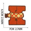 Embroidered letter K patch in orange with plaid scarf design and size dimensions - Letter K