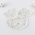 Waterproof baby bib with wing short sleeves featuring cute rabbit and floral pattern - (super Soft) Shawl - Milky White Rabbit / One Size