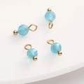 Blue faceted stone charms with gold metal rings for DIY jewelry making and earrings - 4mm (5 Pcs/Pack) / Blue Cat's Eye