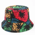 Détail d'un chapeau bob coloré avec des motifs de silhouettes de palmiers tropicaux - M(56-58cm) / Palmier Tropical Multicolore (55#)