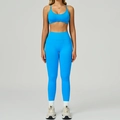 Ensemble de yoga bleu vif pour femmes avec legging taille haute et brassière de sport - S / Bra+Leggings - Electric Blue