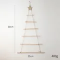 Decoración de pared de árbol de Navidad minimalista en madera con estrella y cuerda de yute - Blanco