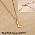 Polished golden letter L pendant necklace with beaded chain for women, stainless steel - Gold Letter L (KN287033-Z)