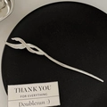 Silver metallic feather tassel hair stick with minimalist vintage style and textured finish - Wing Silver