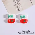 Christmas stocking resin flatback charms for DIY crafts with tree pattern and green bow - Christmas Sock