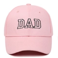 Close-up of pink cotton baseball cap featuring high-quality white DAD embroidery and stitching - Adjustable / Pink DAD