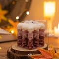 Halloween skull cube scented candle in gradient tones with ribbon, 6cm size - Skull Cube / Ombre Brown