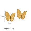 Goldene Schmetterlings-Ohrstecker aus Edelstahl, 13mm x 12mm, mit detaillierten Flügeln - Schmetterling-Stil(TE6292-G)