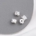 14K gold plated silver wheel spacer beads with clear cubic zirconia for jewelry DIY - Style 2 / 7x5mm / Thick Silver