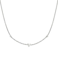 Minimalist silver heart necklace with three solid charms on a delicate chain - Necklace / Steel