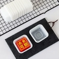 Square translucent PET mooncake tray with wave edges and 6.5cm outer diameter - 50g/6.5cm (100 Pcs) / White