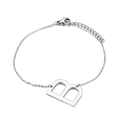 Bracciale in acciaio inossidabile lucido con pendente lettera B e chiusura a moschettone - Stile Lettera B (KB116140-K)