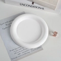 Minimalist white round ceramic jewelry display tray used for product photography props - Round / White