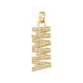 Macro detail of a gold MAMA pendant with micro-pave cubic zirconia on letters - VD1490-Gold Pave Zirconia MAMA Letter
