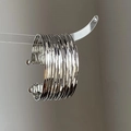 Minimalist silver multi-layer open cuff bracelet with trendy wavy texture design - Silver Wave Pattern Cuff Bracelet