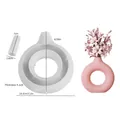 Silicone mold for DIY Nordic circular hollow vase with detailed dimensions and finished pink vase - Large Circular Smooth Hollow (Vase + Base Ring)