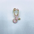 Creative stethoscope enamel brooch in pink and gold finish for medical professionals - Light Pink with Gold Base