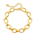 Polished 18K gold plated chain bracelet with rectangular links and lobster clasp - 18K Gold / Gold (KB0304)
