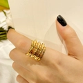 Bague multicouche dorée à la mode avec un design creux minimaliste pour femmes - US 7 / Or