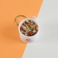 Miniature mixed grain congee keychain featuring realistic red beans and grains - Barrel Diameter 4cm / Oat Mung Bean Porridge