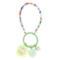 Detail eines bunten Evil Eye Schlüsselanhängers mit Tulpenanhänger und bunten Perlen - Grüner Ring-Tulpe Herzauge