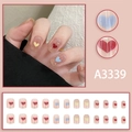 Summer rainbow heart press-on nails with red, blue, and yellow graffiti design 24pcs - Multicolor Heart (Glue Style) (A3339)