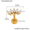 Gold titanium alloy piercing stud with marquise zircon stones and 5mm rod length - Gold Lip Stud (T021)