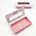 Scatola per ciglia finte in marmo rosa con finestra trasparente e vassoio glitter - Rosa Arcobaleno Interno Marmo