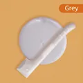 Grey silicone pet food lid and spatula set featuring a minimalist cat face design - Grey Lid & Spoon Set
