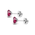 Elegant pair of silver titanium steel stud earrings with rose red cubic zirconia stones - 3mm / Steel Rose Zirconia