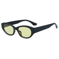 Gafas de sol retro de ojo de gato con montura negra gruesa y lentes ovaladas amarillas - Marco Negro Brillante Lente Amarilla