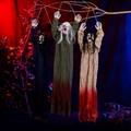 Three hanging Halloween ghosts with long hair in tattered robes for spooky party decor - PL-11 Multi-Color Clothing Ghost Style (PL-11)