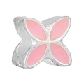 Pink enamel flower charm bead made of silver alloy for DIY jewelry bracelet making - Pink Silver Quad-Flower Bead (022)