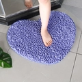 Plush purple heart-shaped chenille bath mat with non-slip backing for bathroom - Violet