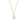 Gold square alphabet necklace with crystal zircon letter B pendant for women - Letter B