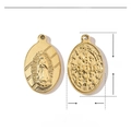 Detailed size and weight specs for the 23mm golden stainless steel religious medal - Gold Oval Religious Medal